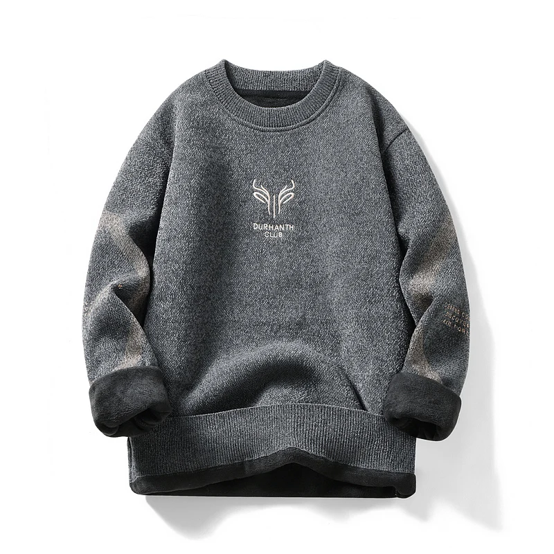 New Round Neck Wool T-shirt Fashion Coat Autumn Winter Sweater Pullover Sweatshirt Top Long Sleeve Streetwear Men Clothes Jumper