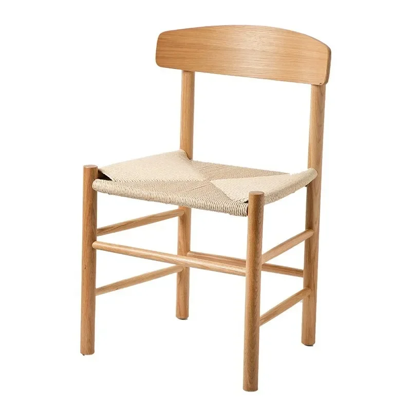 Japanese-style wabi sabi restaurant medieval backrest chair, study weaving retro wind rope woven solid  dining chair