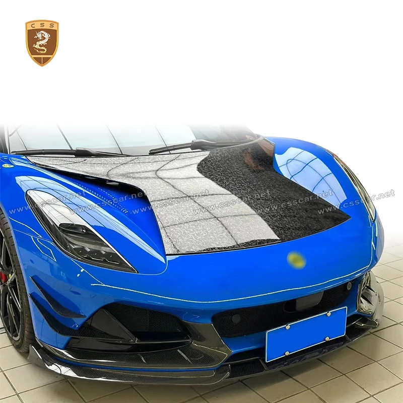 

Car Front Hood For Lotus Emira MK Style Stain Dry Carbon Fiber Look Engine Bonnet Replacement Exterior Protection Accessories