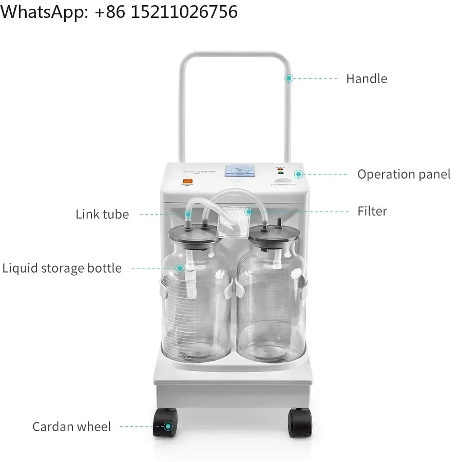 Hot sell Medical electric suction pump apparatus aspirator double bottles suction trolley unit machine vaccum suction machin