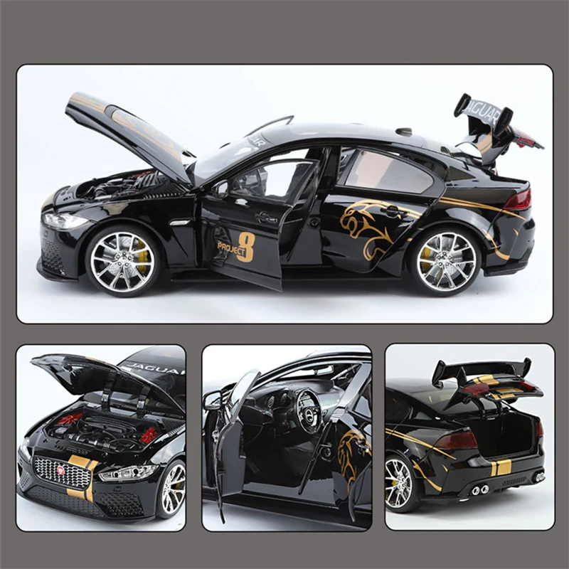 1/18 Jaguar XE SV Project 8 SUV Alloy Sports Car Model Diecast Metal Car Vehicles Model Simulation Sound and Light Kids Toy Gift