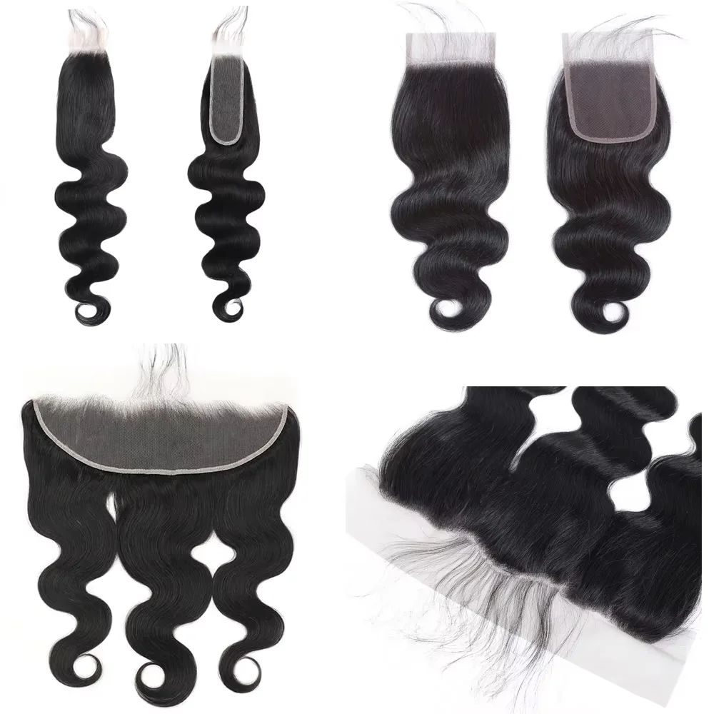 Body Wave 13x4 13x6 Lace Frontal Closure Human Hair Transparent 14A  Remy Raw Virgin, 2x6 4x4 5x5 6x6 Closure For Women