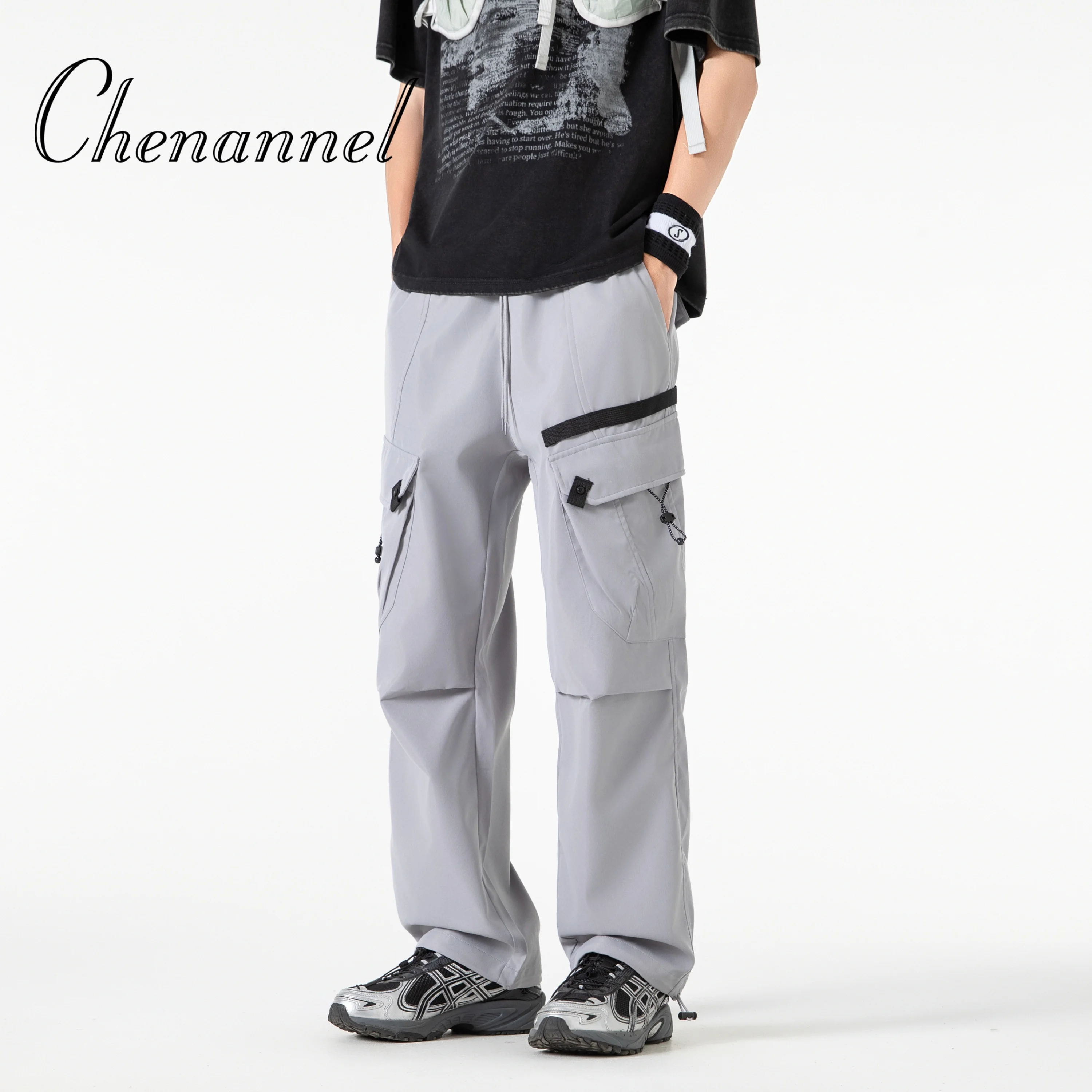 

Straight leg work pants for men spring and autumn American loose casual long pants multi pocket simple