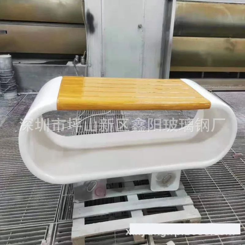 

Креативный стул для ожидания FRP, полоса японской формы, FRP, уличный парковый стул, квадратная скамейка из стекловолокна