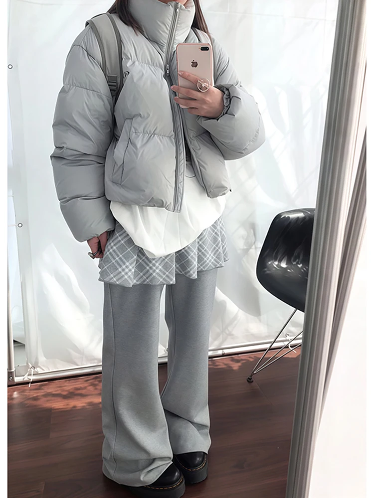 

Fashion plaid patchwork casual skirt pants women in autumn and winter 2025 new loose hanging feel straight leg pants