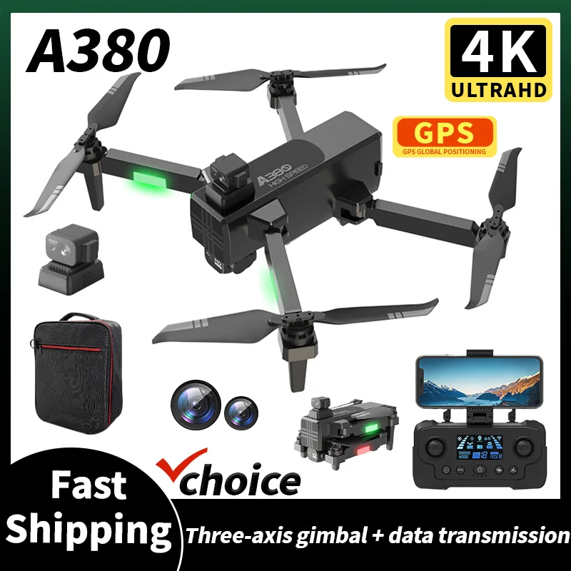 

A380 Digital 5G Drone Laser Obstacle Avoidance 3-axis PTZ Electronic Anti-shake ESC 8K HD Dual Camera Foldable RC FPV Helicopter