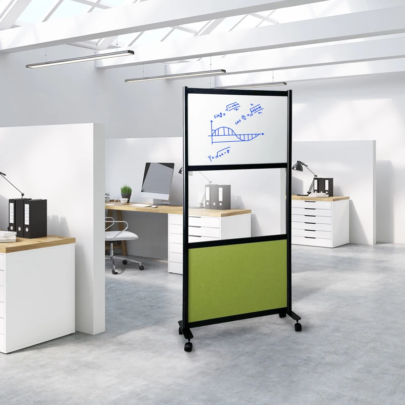ScreenTOP Selling Three-piece Transparent Acrylic And Polyester Acoustic Panel Movable Whiteboard