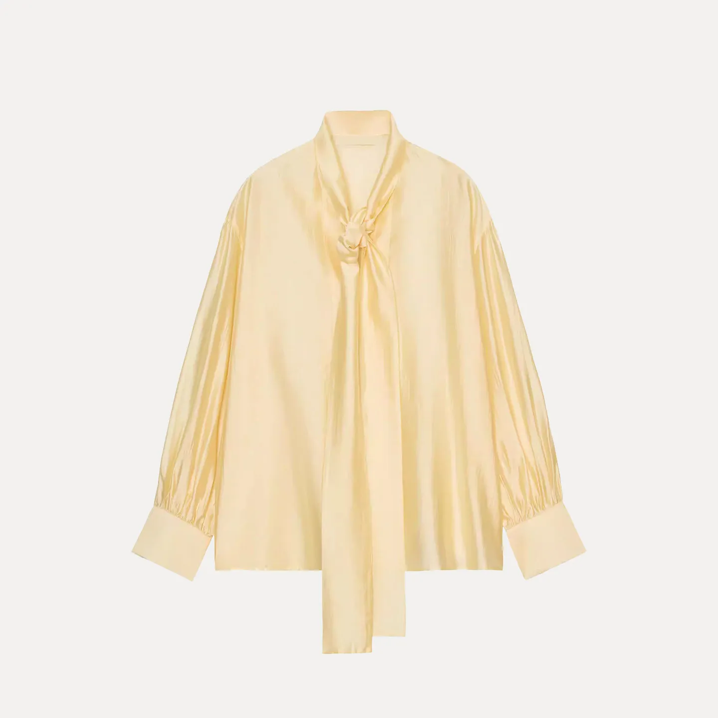 

Faionable Silk Satin irt Women's Spring 2026 New Arrival Knot Decorated Commute Sle Loose Fit Long Sve rou...