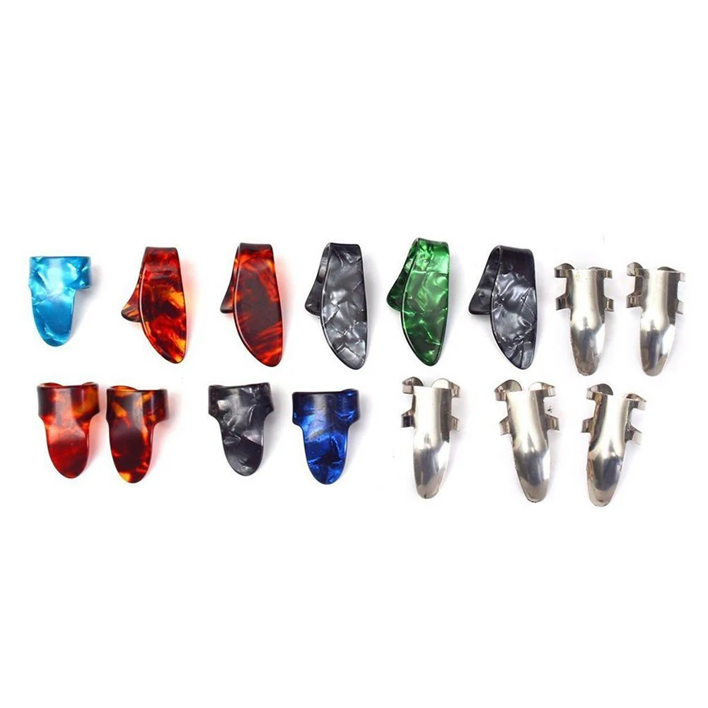 A98T15pcs Guitar Picks humb Finger Picks Metal + plastic