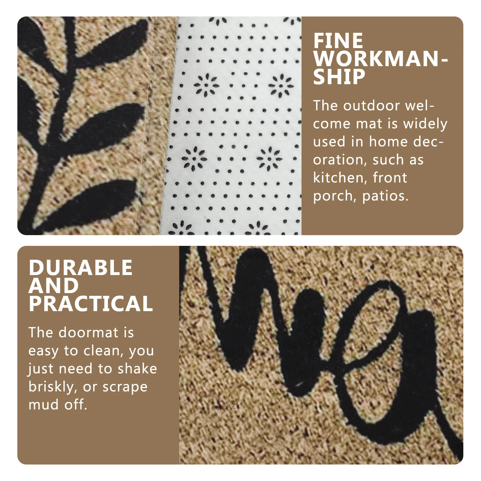 

Non Outdoor Mat Brown Front Entrance Water Absorbent Anti skid Doormat Welcome Rug for Kitchen Porch Patios
