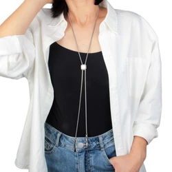 Metal Bolo Tie for Male Carnivals Necktie Small Cube Pendant Bolo Tie for Shirt Sweater Decorative Necktie for Male