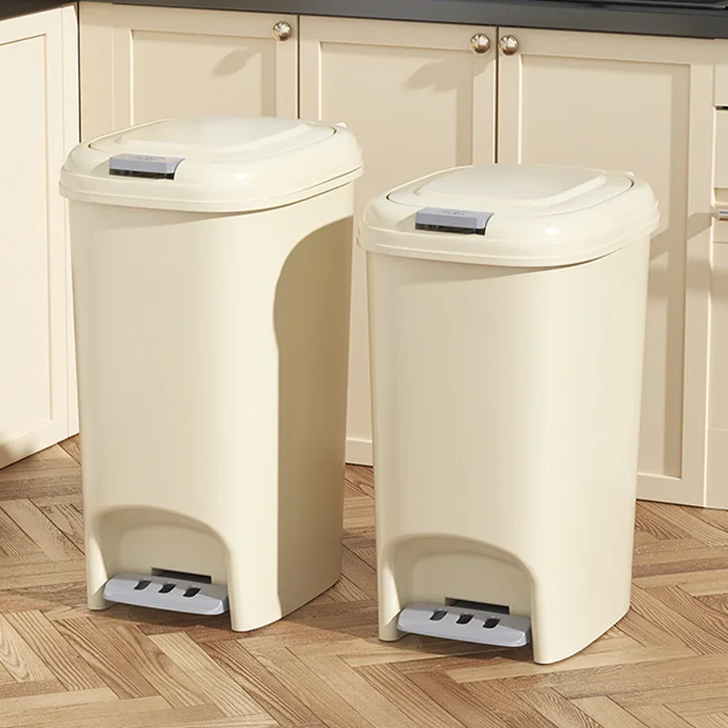 Household High-value Trash Can Light Luxury with Lid Foot Operated Bathroom Living Room Kitchen Large Capacity Butter Trash Can