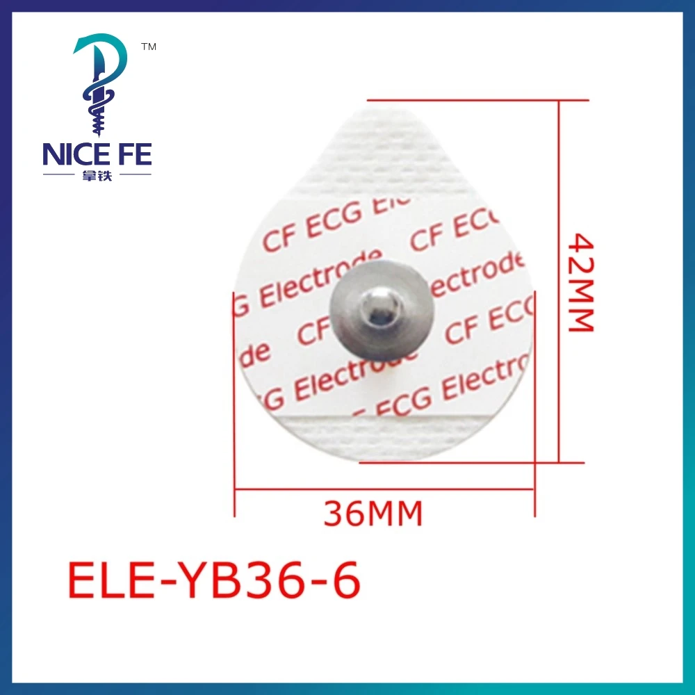 Disposable EKG elctrode basic button pad Neonate size 36*42mm Non-woven  with conductive gel for ecg cable connecting 50pcs/pack