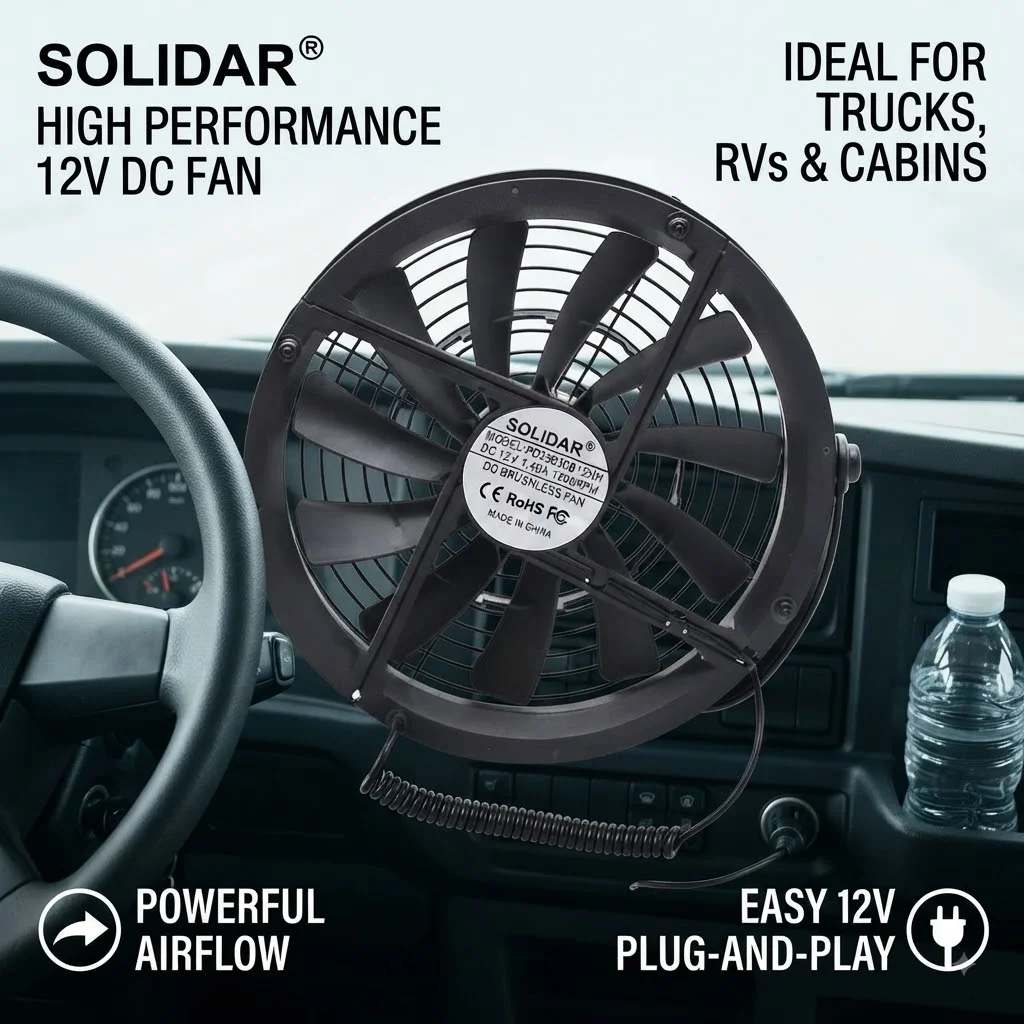 SOLIDAR PD25030B12HH DC Brushless Fan 250mm Round Cooling Fan DC 12V 1.40A 1200RPM High Airflow Industrial Ventilation Fan