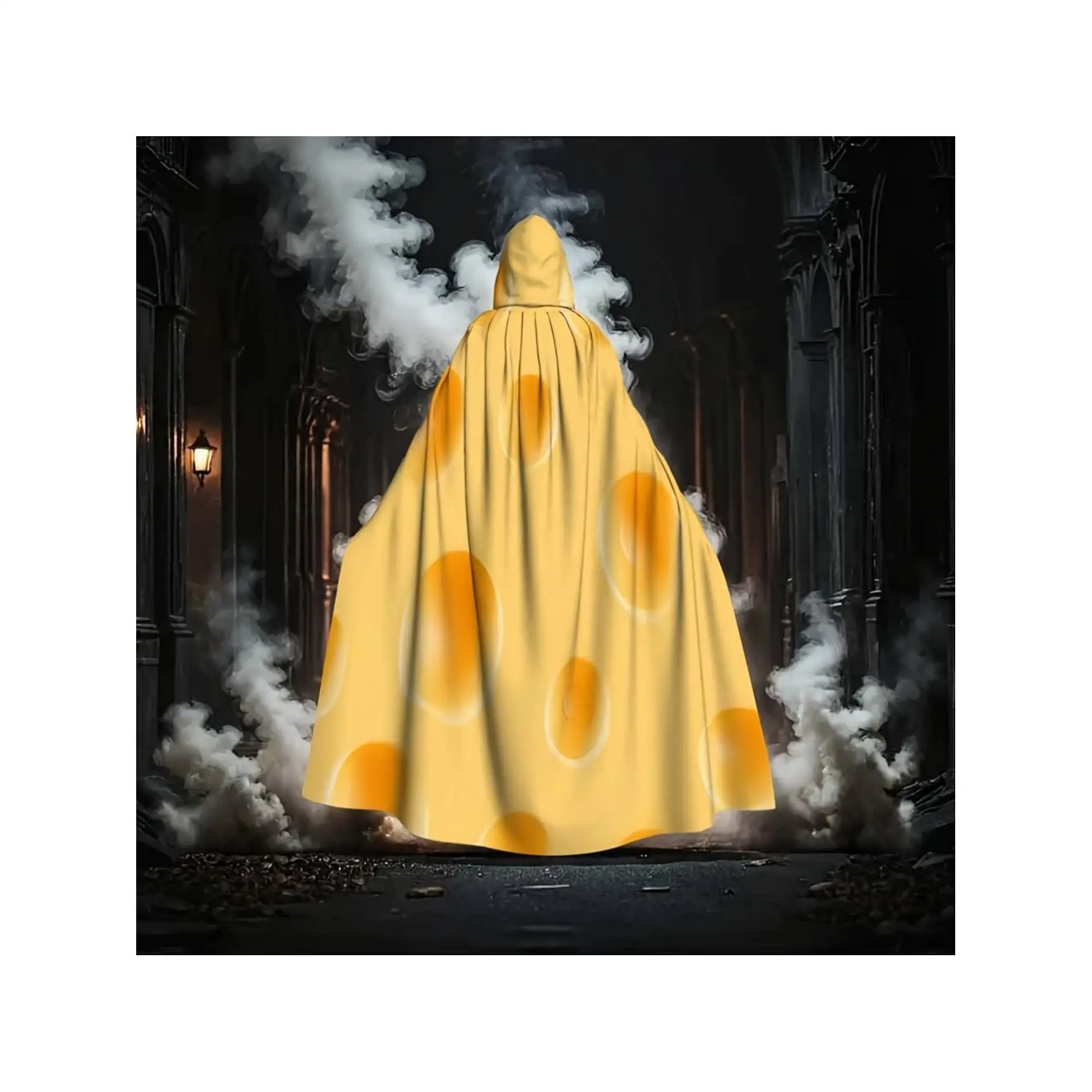 A Cozy Blanket Robe Designed Like a Whimsical Cheese Bubble Perfect for Cosplay, Themed Parties And Character Showcases