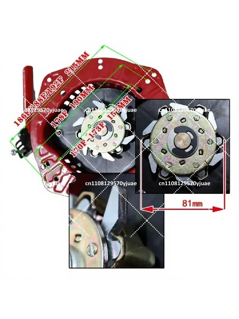 170F 195 Agricultural Diesel Engine Hand Pull Starter Assembly Micro Tiller Start Plate Replacement Part