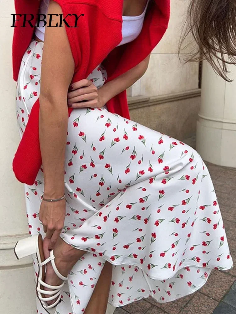 Jupe demi-corps à fleurs avec tambour, jupe mi-corps imprimée en queue de poisson, taille haute, ligne A, streetwear élégant, tempérament, automne, nouveau