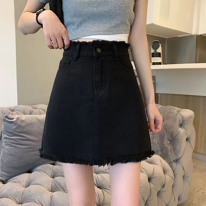 

Джинсовая юбка А-силуэта с высокой талией Bla, женская, весна 2026, универсальная, стройнящая, больших размеров, короткая, в корейском стиле, для повседневной носки