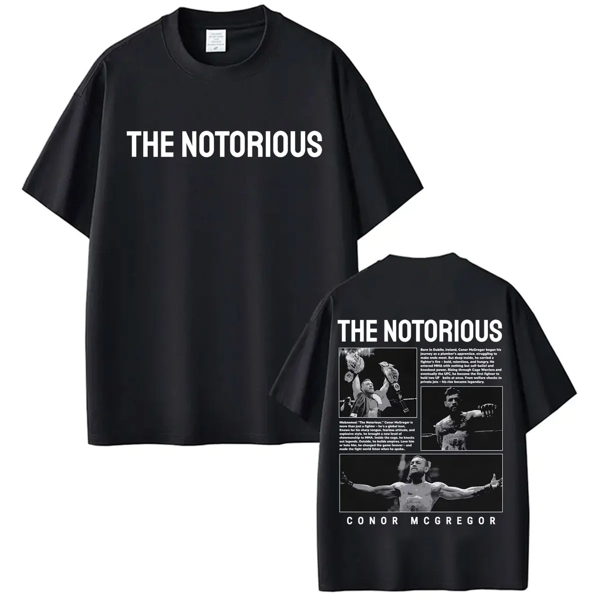 Conor Mcgregor The Notorious Print T-Shirt für Herren und Damen, modisch, Vintage, übergroße T-Shirts, lässig, 100 % Baumwolle, kurzärmelig