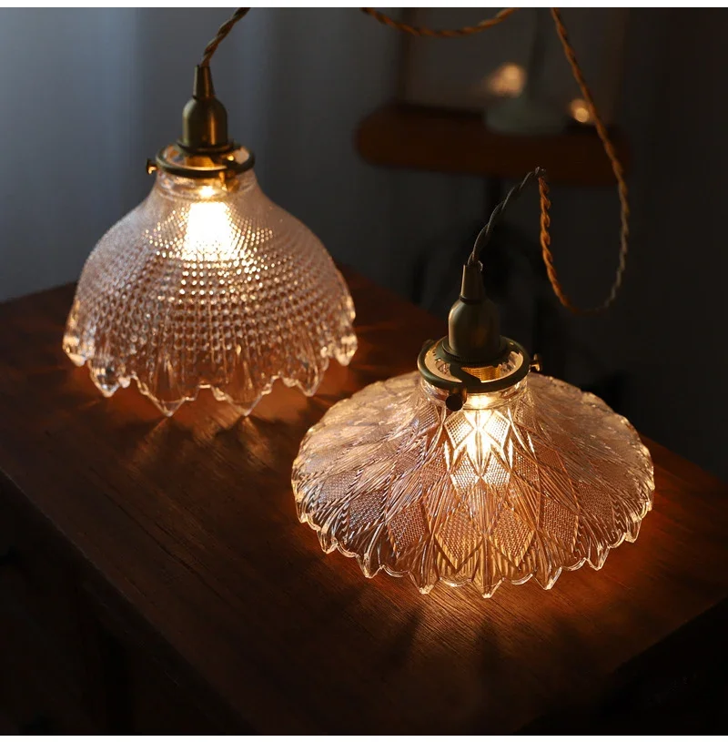 Modern Glass Pendant Light Dining Room Retro Chandelier Creative Hanging Light Transparent Lampshade For Restaurant Lamp Ceiling