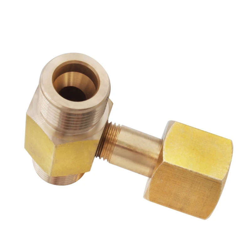 W21.8-14 CO2 Tank Bottle Brass Threaded Tee Fitting 3 Way Connector Charging Fill Adaptor For Beer Homebrew Aquarium