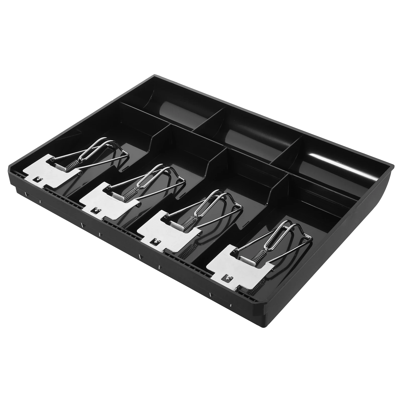 Money Organizer for Cash Register Box Trays Cashier Drawer Black Stainless Steel
