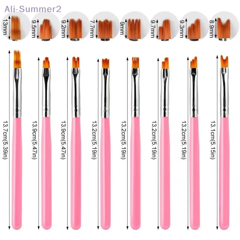 8 قطعة مجموعة مائل التدرج لطخة مسمار زهرة رسم سن المنشار القلم متعدد الوظائف مزيج شكل البتلة اللوحة هلام مسمار فرشاة فنية #3