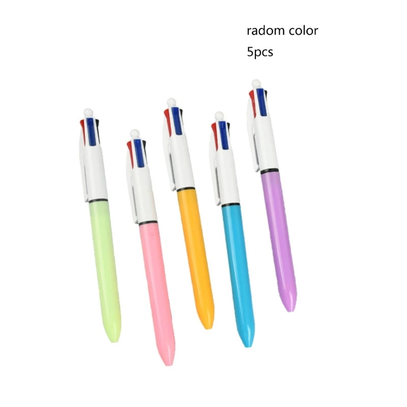 K1AA 5 قطع متعدد الألوان قلم حبر جاف 4-Colors-in-1 متعدد الألوان القلم عيد الميلاد تخزين ستوفير قابل للسحب أقلام حبر جاف