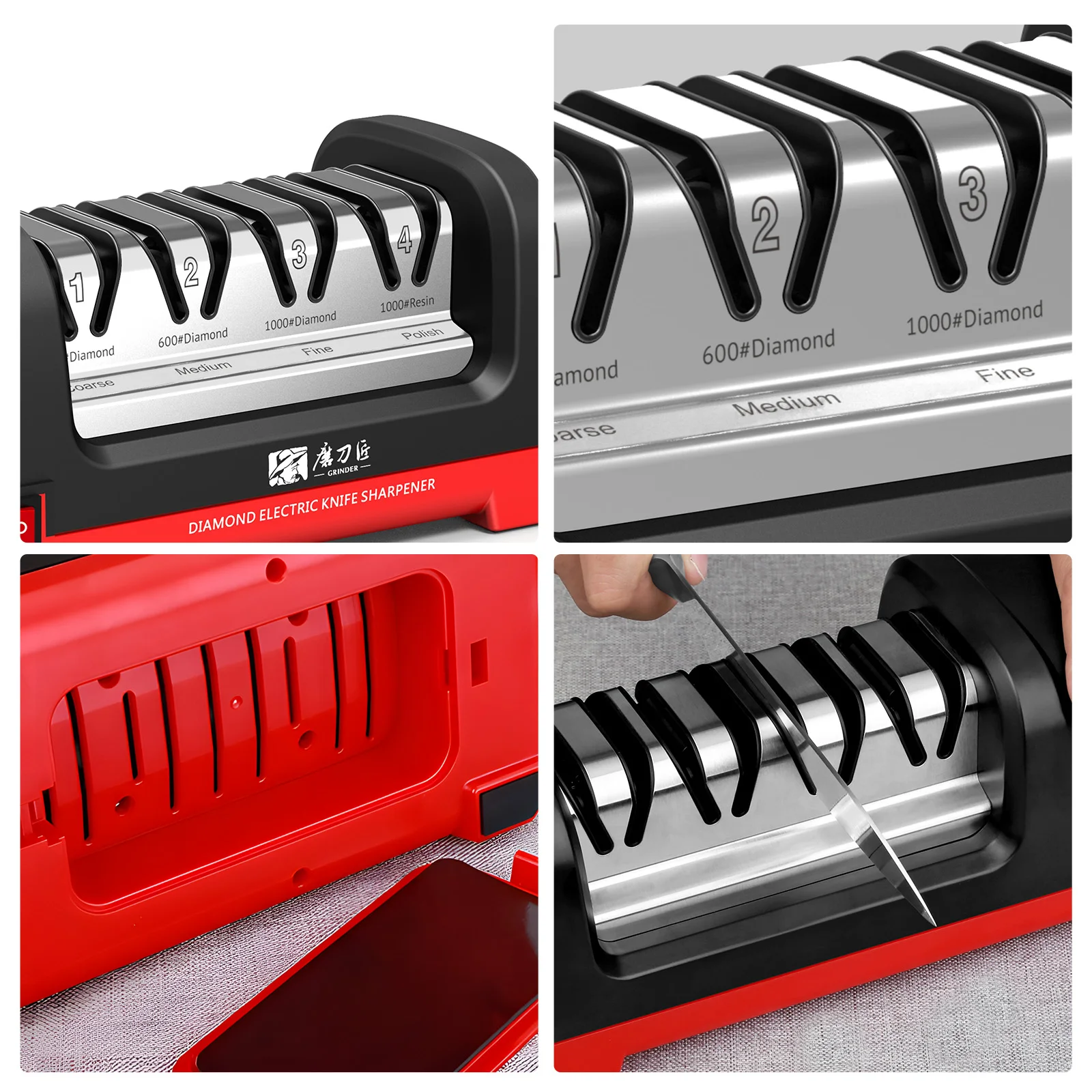TG2102 4 Stage Electric Knife Sharpener 20-Degree Grinding Edge Knife Sharpener for Kitchen Knives with Sharpening and Polishing