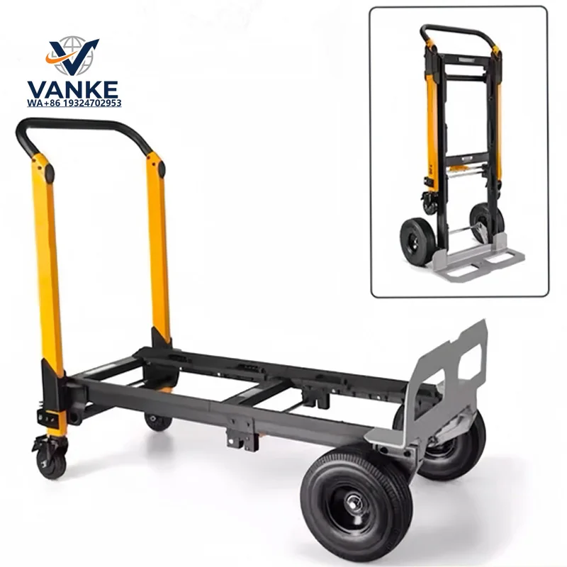 Warehouse Handling Cart, Outdoor Hand Cart 2-in-1, Multifunctional Portable Stacking Box Cart with Wheels, Equipped (Customized)