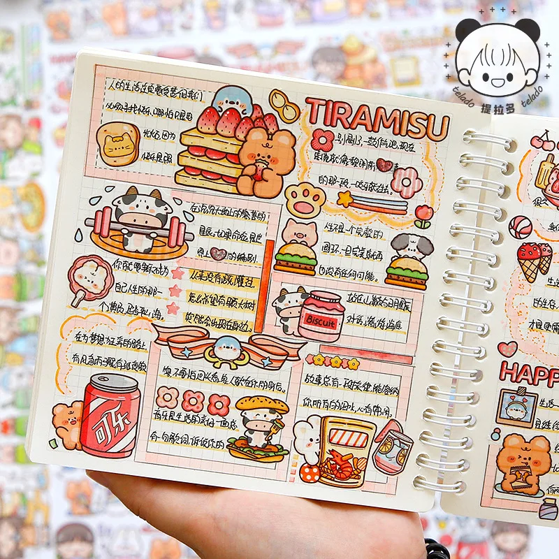 Cintas adhesivas decorativas para álbumes de recortes, 2 pegatinas japonesas de papel para manualidades, postre colorido, 1 piezas/1 lote