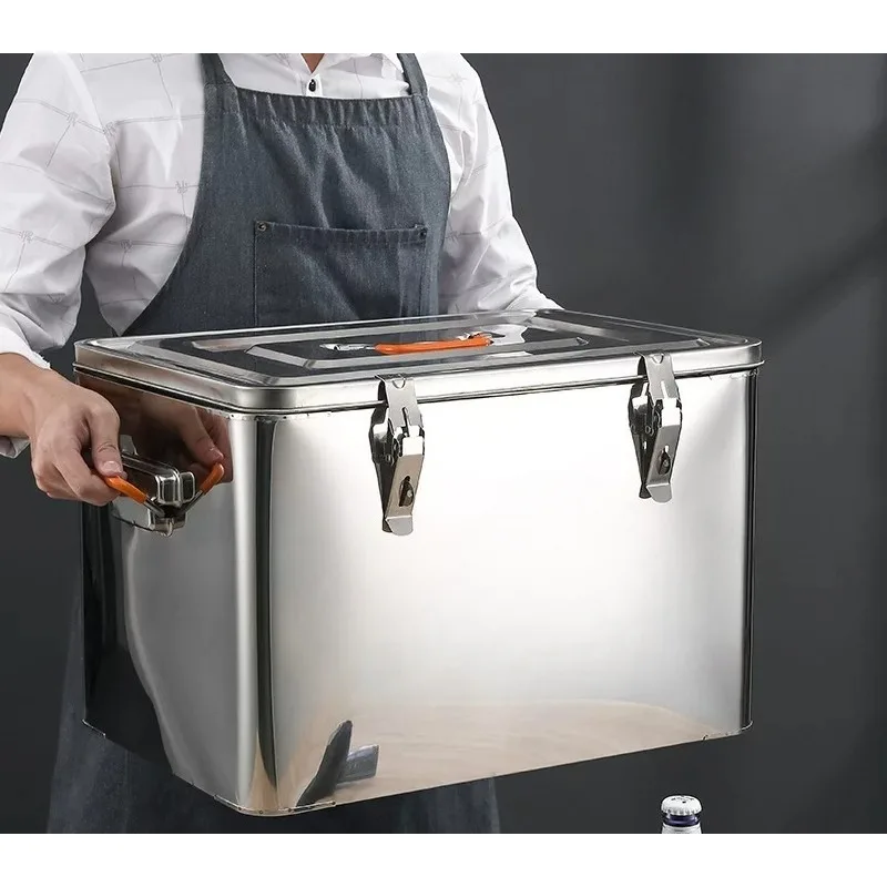 65L Stainless Steel Insulated Cooler Box Commercial Takeaway Delivery Box Outdoor Fishing Beer Ice Chest