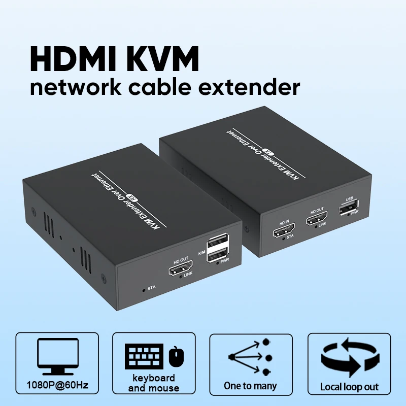 150M HDMI KVM Extender Over IP HDMI USB Extender via CAT6 RJ45 Ethernet Network HDMI USB Over UTP/STP Support USB Mouse Keyboard