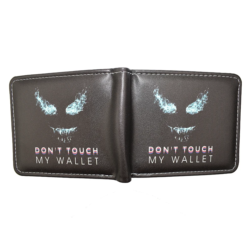 Diseño lindo con estampado de letras NO TOUCH MY WALLET con monedero corto con bolsillo para monedas