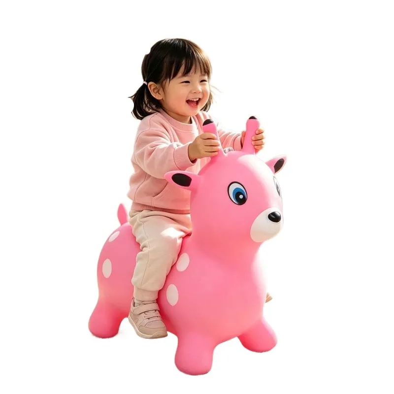 Cartoon music jumping deer jumping horse vault children's inflatable toys indoor enlarged thickened baby riding mount corner