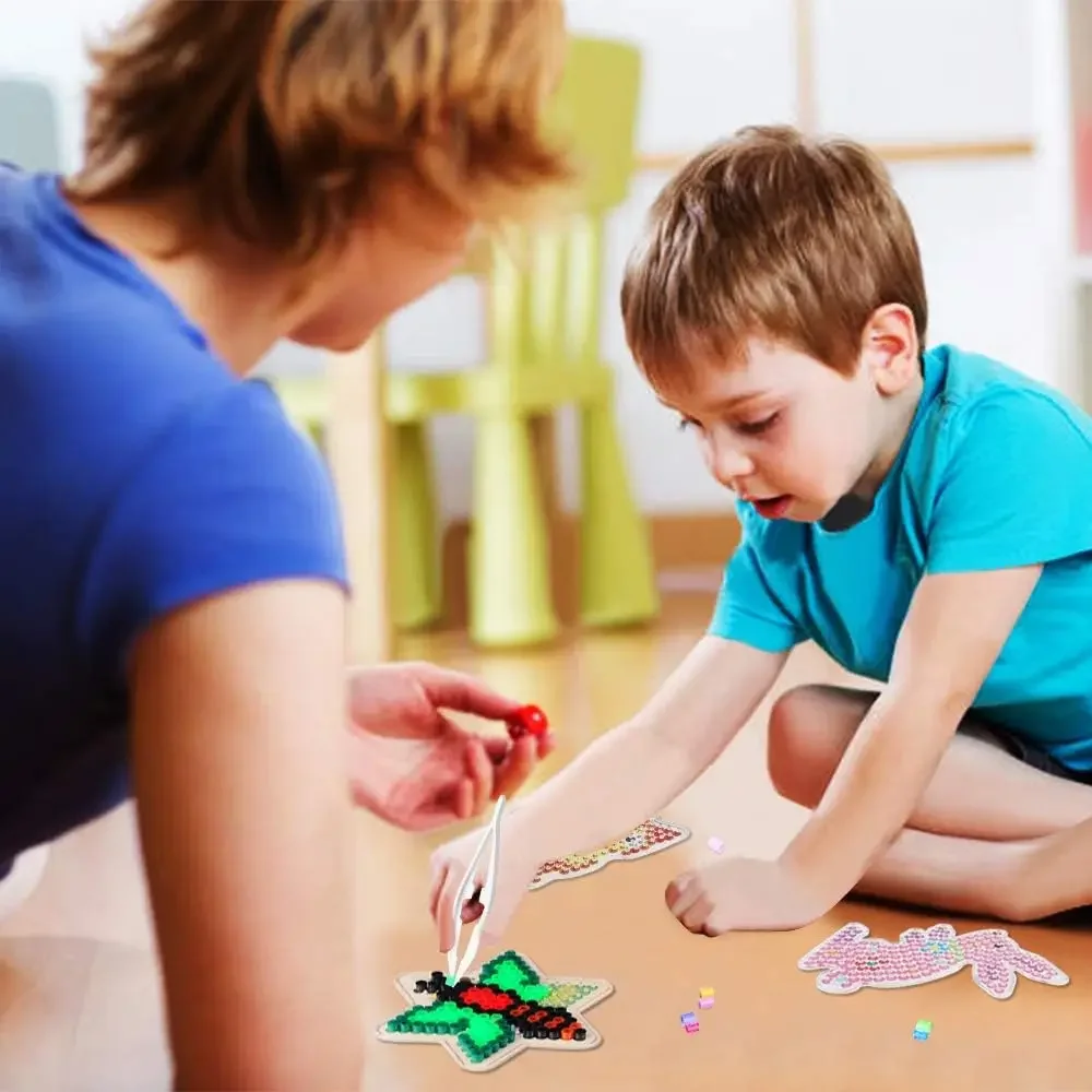 15 sztuk plansz koraliki do łączenia 5mm przezroczysty z tworzywa sztucznego Pegboards z kolorowymi kartami robótki ręczne dla dzieci DIY zabawki