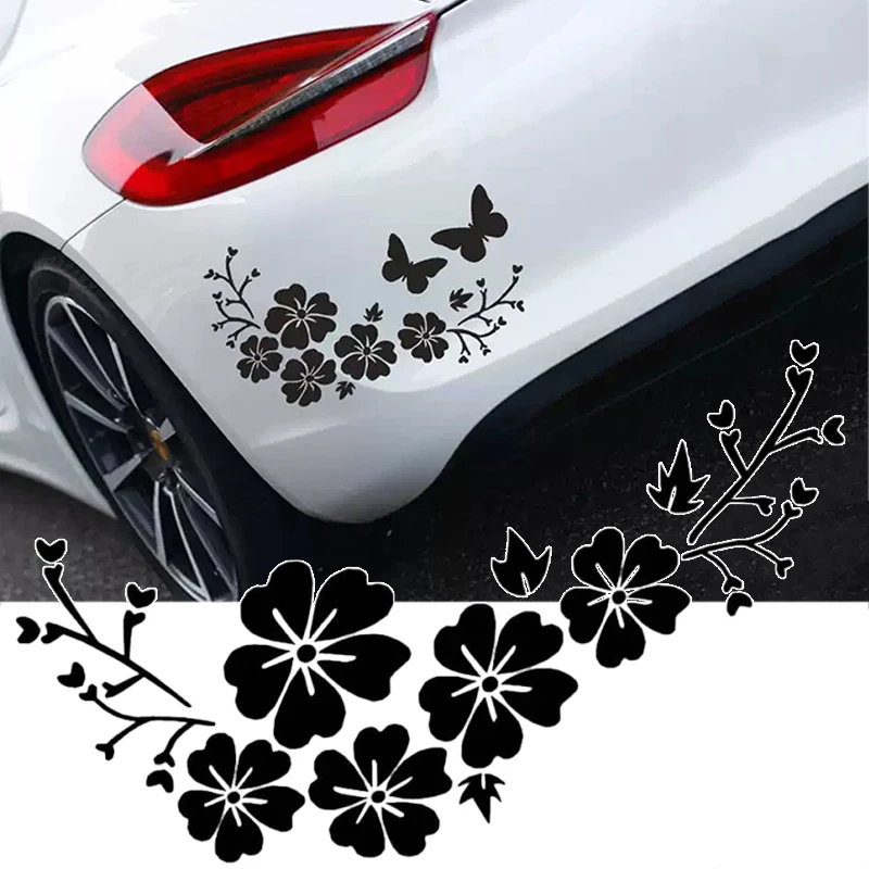 Adesivo de Vinil para Carro com Flores, Decalque para Janela, Para-choque, Porta, Cobertura de Arranhões, Decoração para Capacete de Moto