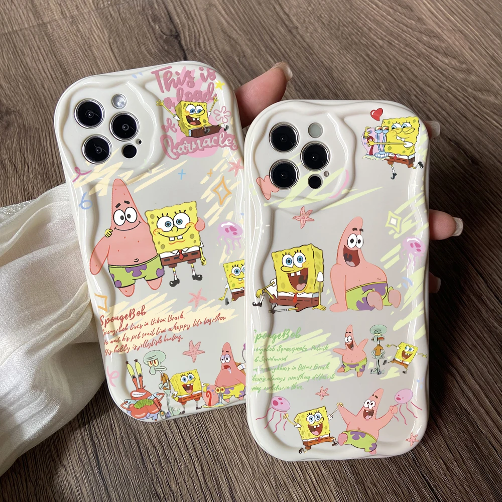 SquarePants S-SpongeBob Phone Case for Samsung Galaxy A73 A72 A71 A54 A53 A52 A52S A51 A50 A34 A33 A32 A23 A13 4G 5G Soft Cover