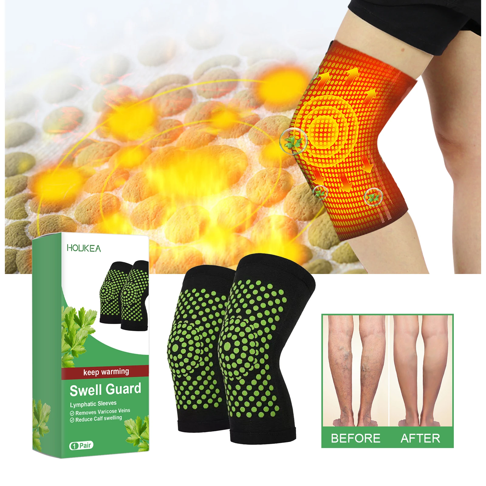 Wormwood Self Heating Knee Sleeves Thermal Compression Knee Support Relieve Joint Discomfort