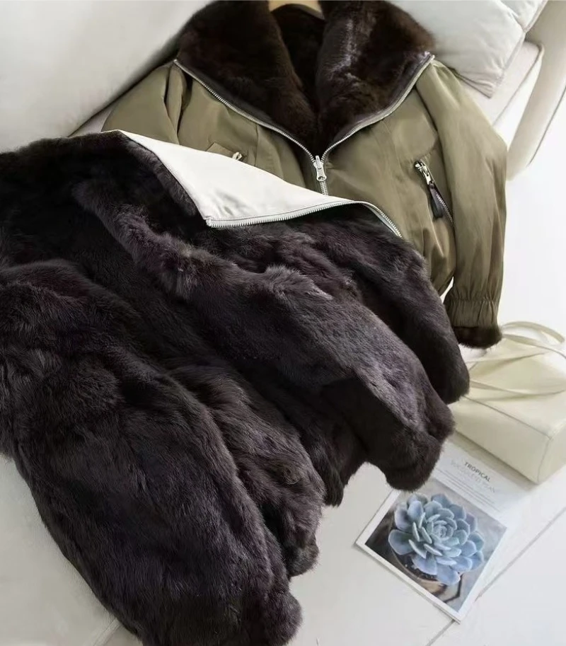 

Осень-зима 202, многофункциональная шуба из искусственного кроличьего меха для женщин, уличная свободная теплая короткая куртка на молнии, женская