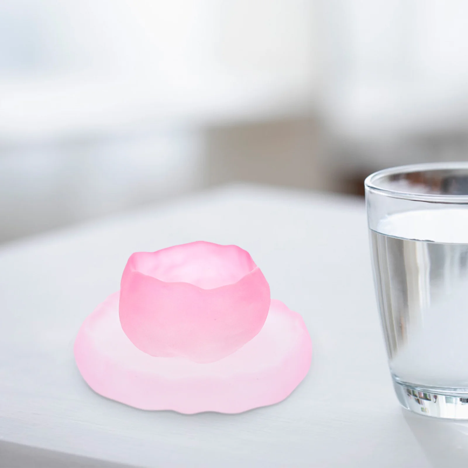 

1Set Glass Tea Cup Set Pink Tea Cups Glass Modern Design for Hot Cold Drinks Coffee Milk Soda Water Mug with Saucer