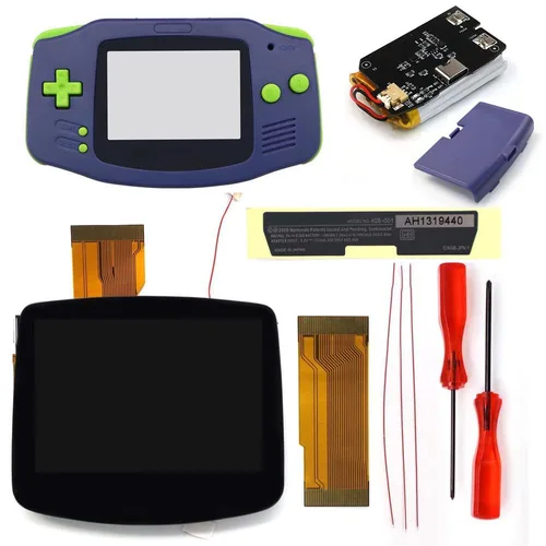 Imagen 2 del producto Kits de baterías recargables GBA V5 con pantalla prelaminada IPS LCD TYPE-C1800mah con nuevas carcasas, menú FRM OSD para Gameboy Advance