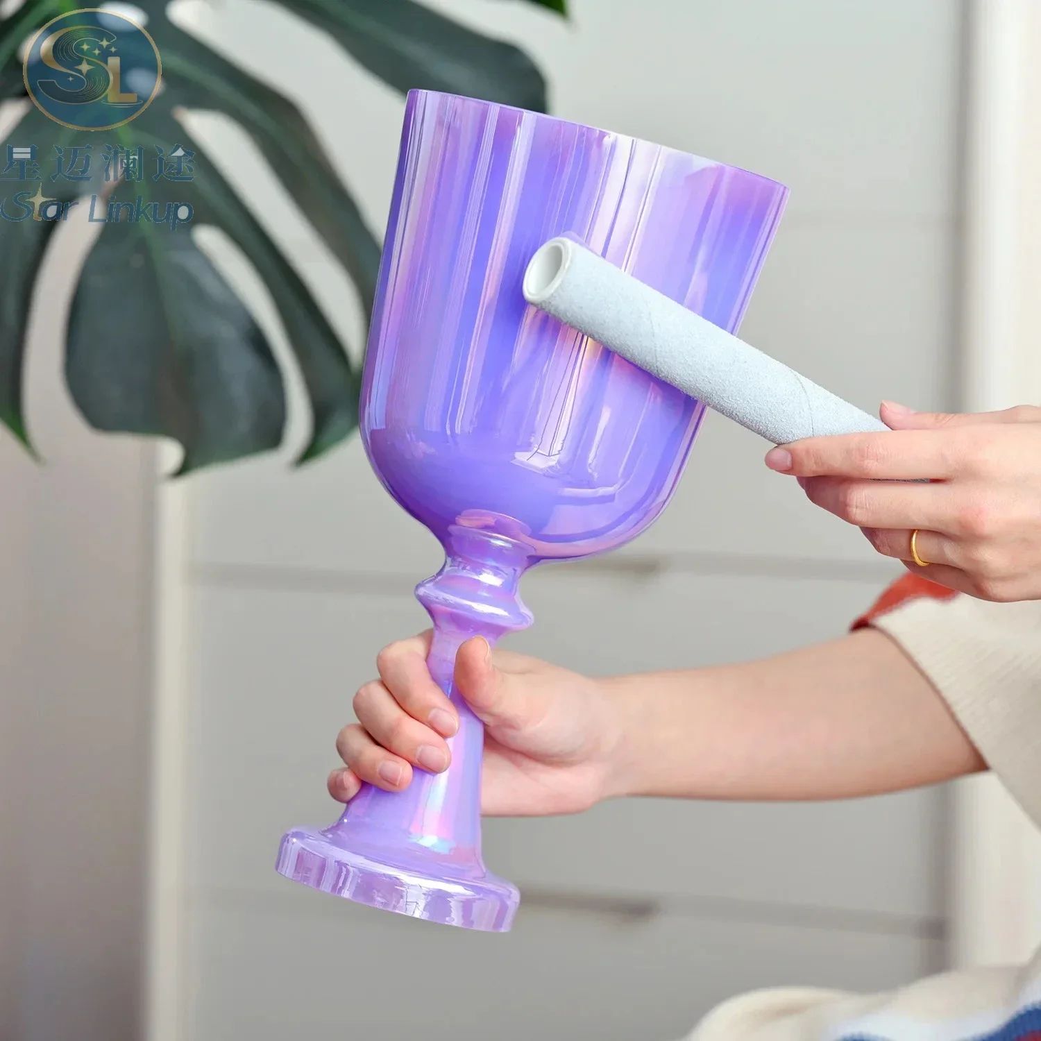 Star Linkup Symphony Purple Alchemy Crystal Singing Chalice Holy Grail Portable Sound Healing Instrument for Yoga Sound Bath Meditation Chakra Balancing Spiritual Sound Therapy Stress Relief