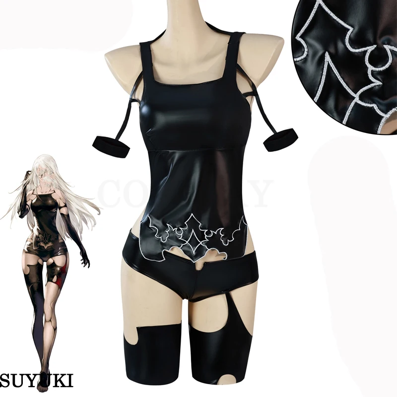 

Women Game NieR:Automata A2 Cosplay Costume Anime Wig Sexy Black Battle Suit Handsome Party Role Play Outfit Sexy Latex Costume