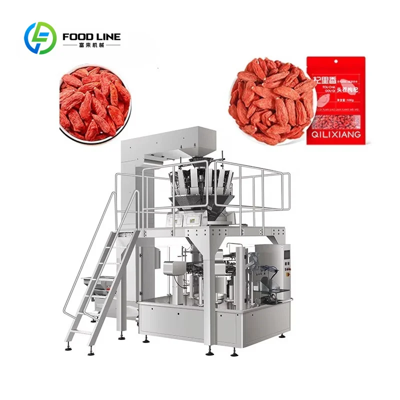 Customized Automatic Multi Head Scale Granule Pre-made Bag Packer Wolfberry Beans Seeds peanuts Grains Crisps Packaging Machine