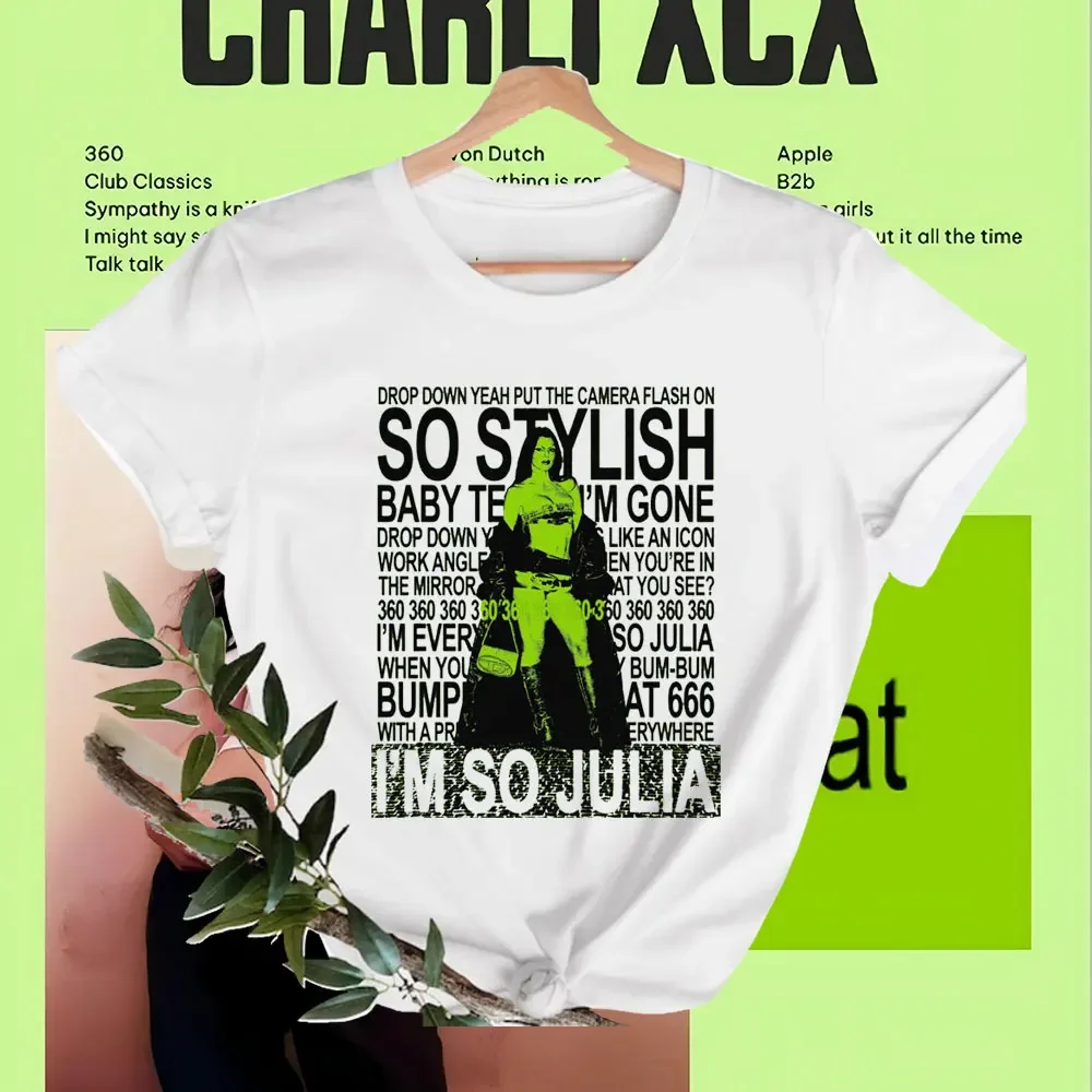 Charli XCX Brat Album 2024 Tee-shirt Graphic Clothing Women Men Unisex Streetwear High Quality Cotton Soft shirt Shortsleev Tops