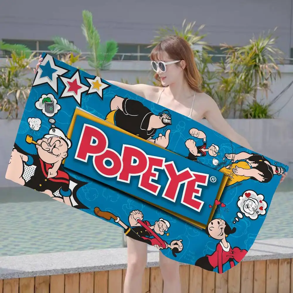 P-PopeyeS The S-Sailor cartoon Microfiber Printed Beach Towel Mountain Climbing Yoga Beach Swimming Running Absorbent Soft Towel