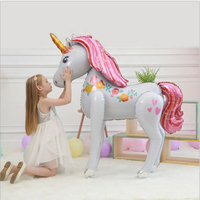 1 set of 116*106cm super large 3D assembly colorful unicorn aluminum film balloon unicorn theme birthday decoration balloon