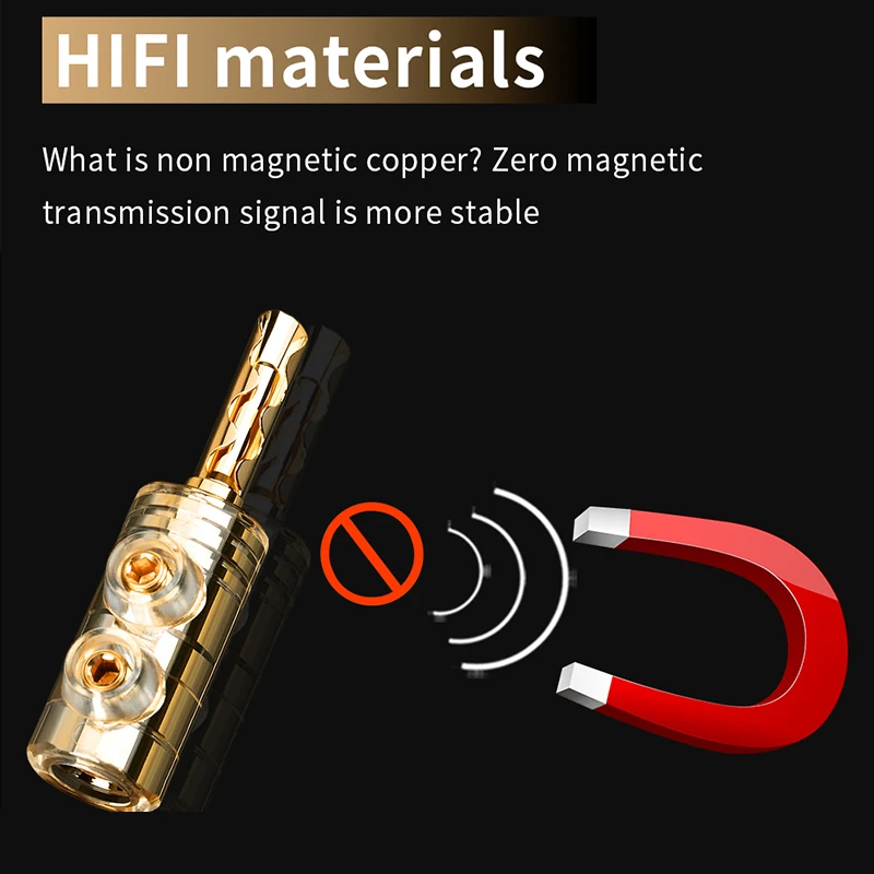 8Pcs HiFi Audio Adapter Copper Gold Plated Banana Plug Amplifier Speaker Cable Connector for AMP CD Player Speaker