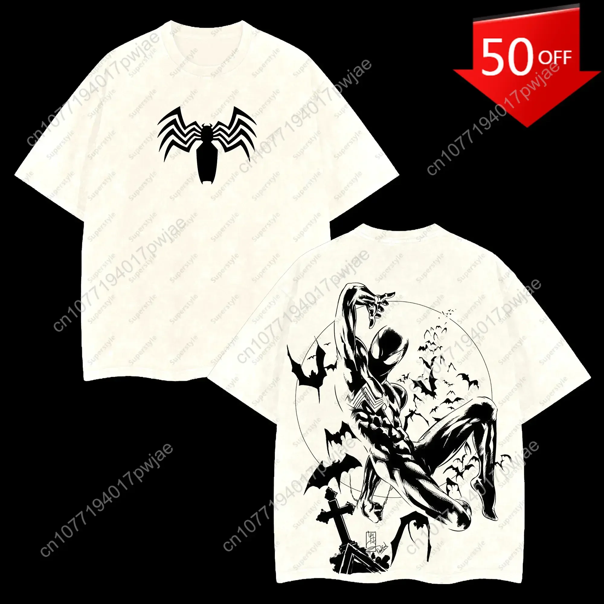 

Marvel Superstyle Friendly Neighborhood Spidey Hero MCU Comic Double Printed Oversize Lightweight Acid Washed Tee